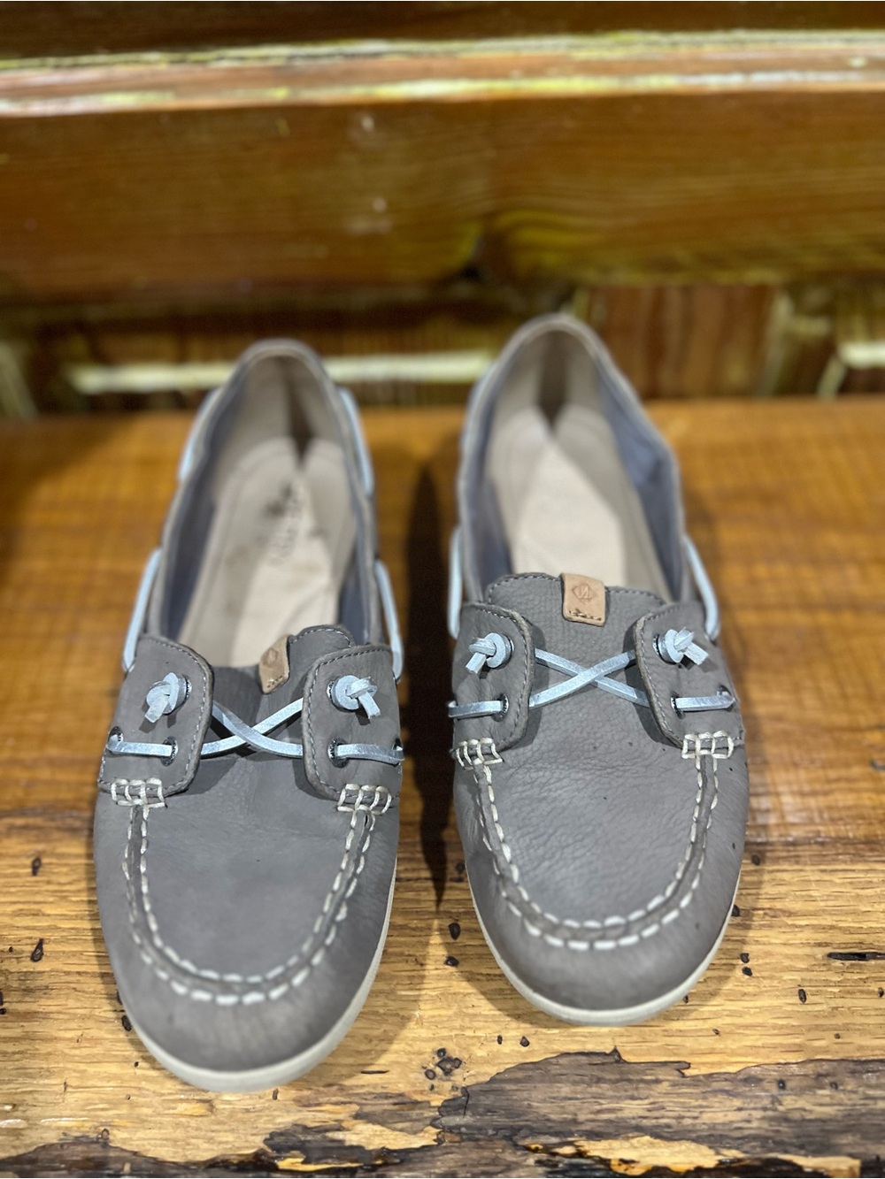 Sperry Gray Leather Boat Shoes